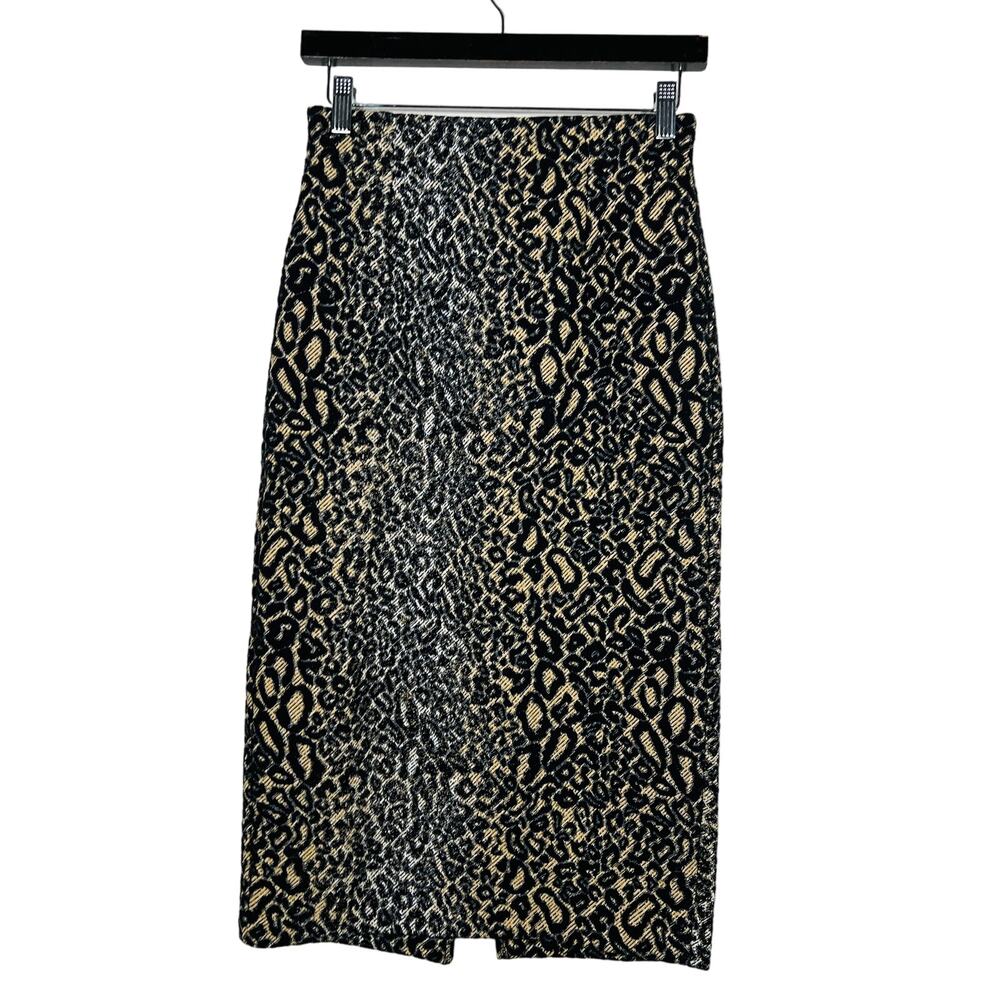 Halogen Knit Midi Animal Print Skirt Long Casual Warm Winter - XS